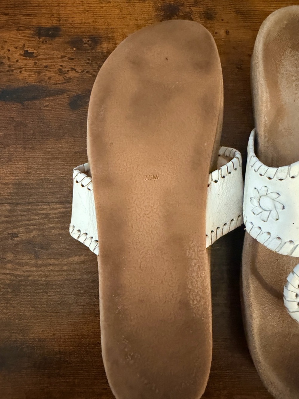 Jack Rogers White Leather Slide Sandals – Size 7.5 - Picture 2 of 3